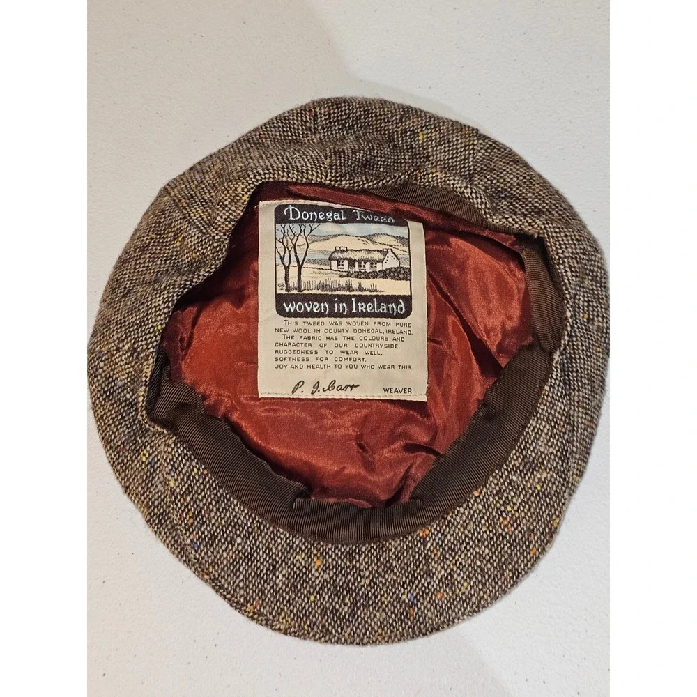 Vintage Donegal Tweed Mens Wool Flat Cap Woven In Ireland